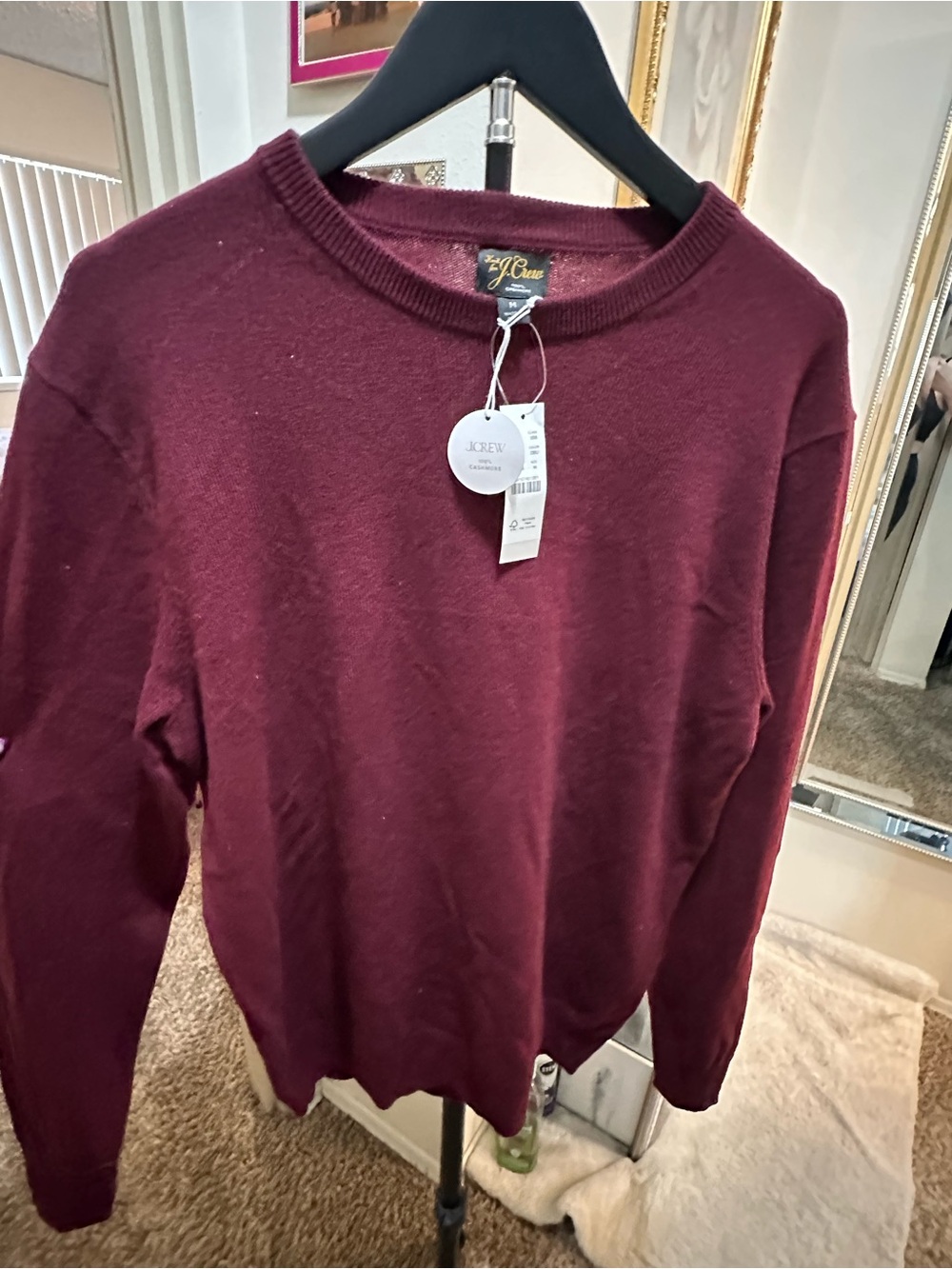J. Crew Heather Wine Cashmere Crewneck Sweater - Picture 3 of 4